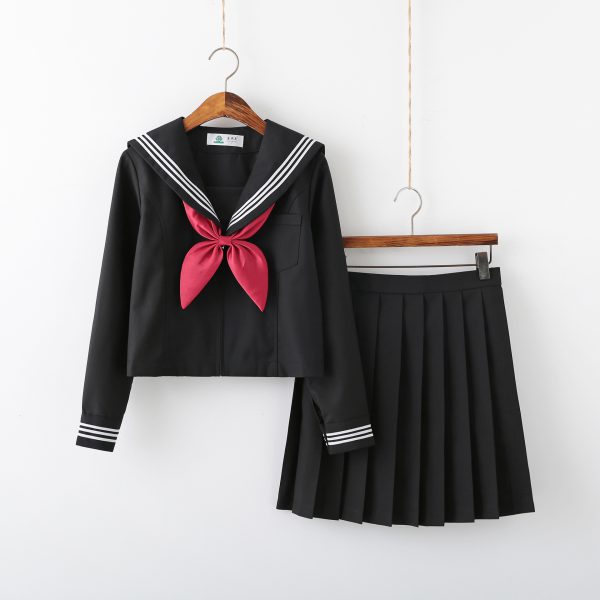 Black Three Books JK Uniform Genuine Basic Edition Dark Bad Girl Sailor Uniform Academy Style Middle Uniform Class Uniform Set